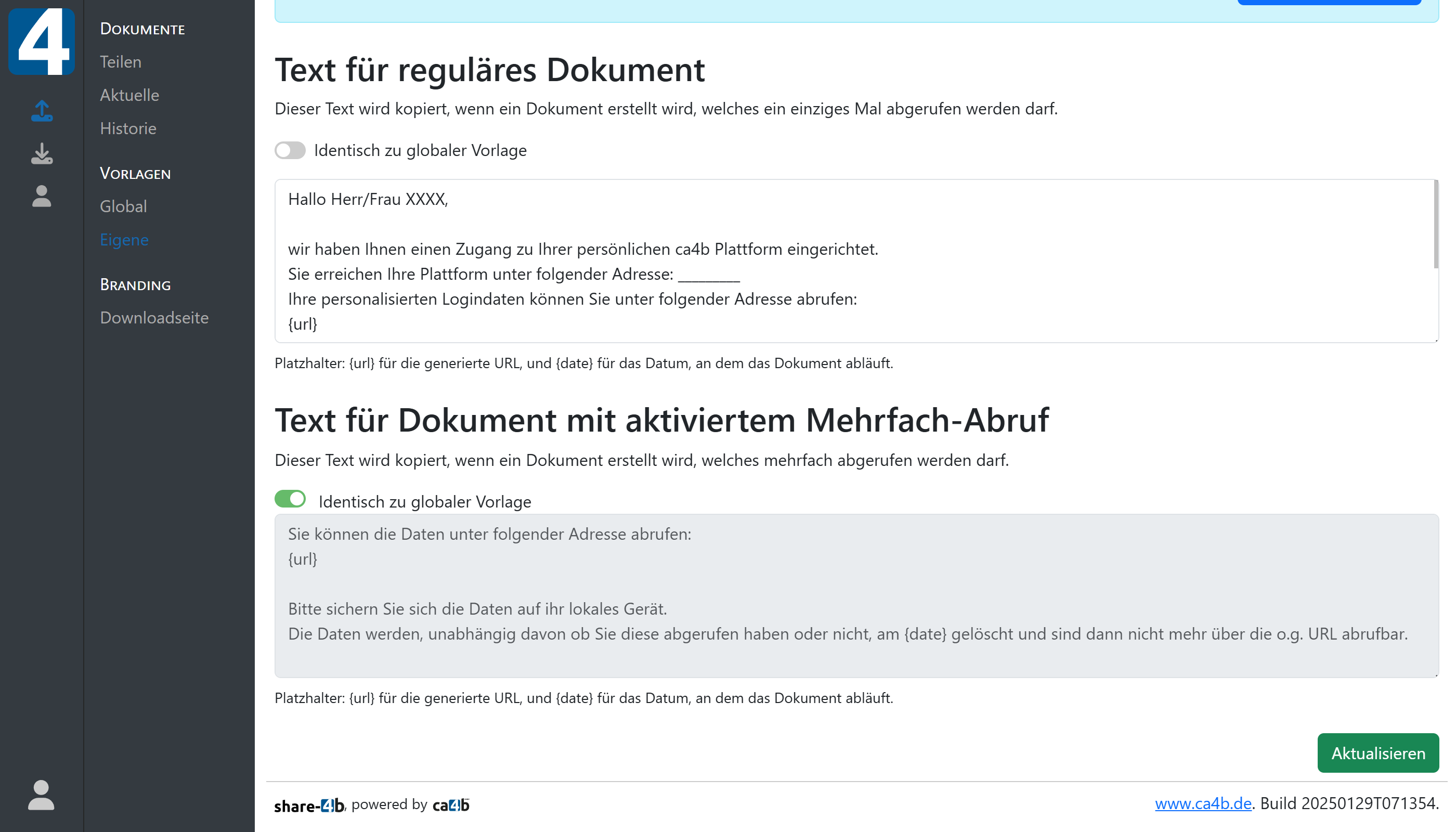 Vorlagen zum Kopieren von Texten